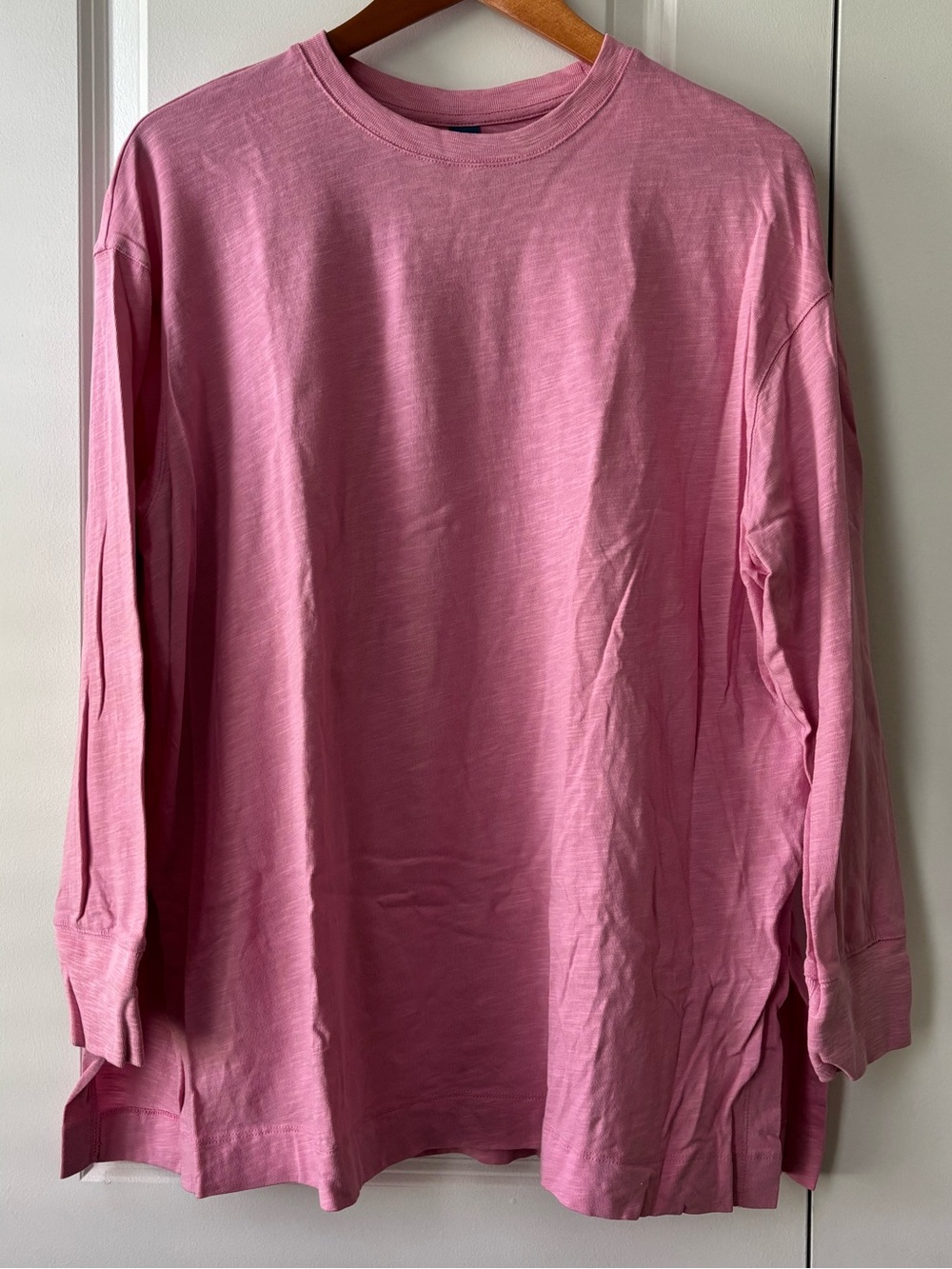 Old Navy Light Pink 3/4 Sleeve Tunic Tee Side Slits 100% Cotton Size Small